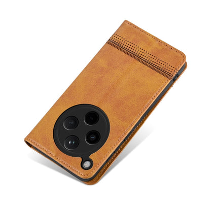 For OPPO Find X8 AZNS Magnetic Calf Texture Flip Leather Phone Case(Light Brown)