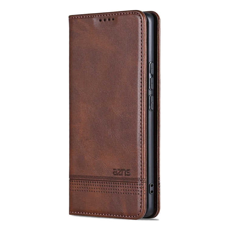 For OPPO Find X8 Pro AZNS Magnetic Calf Texture Flip Leather Phone Case(Dark Brown)