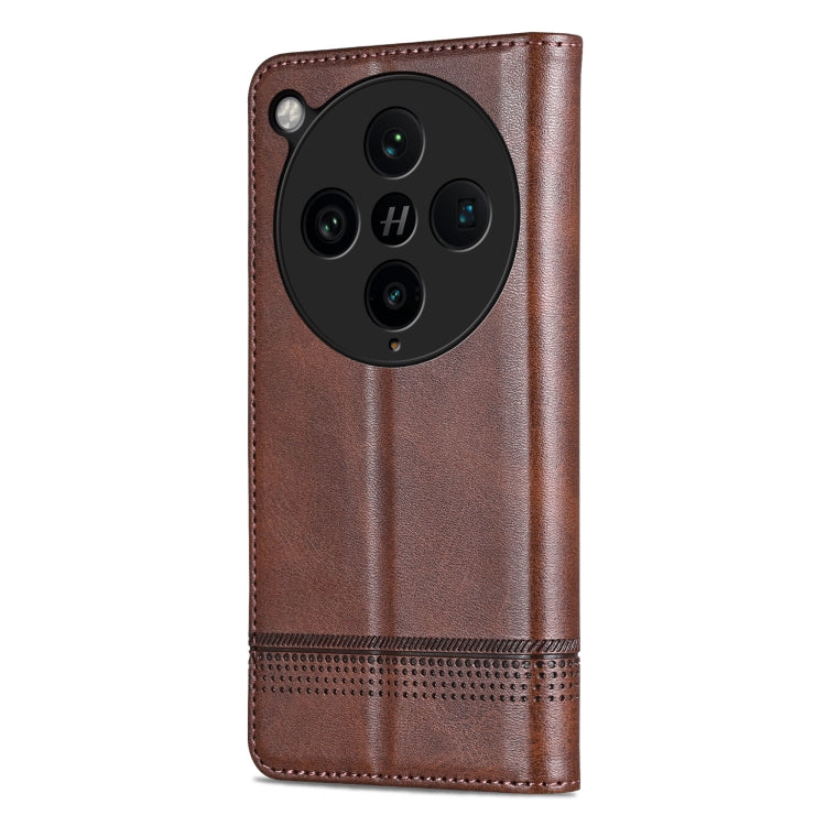 For OPPO Find X8 Pro AZNS Magnetic Calf Texture Flip Leather Phone Case(Dark Brown)