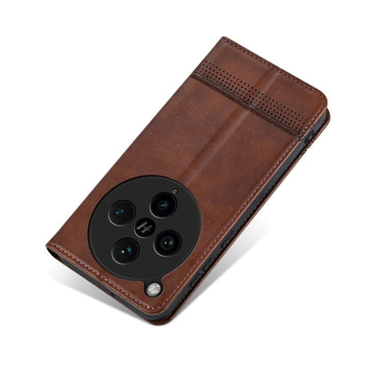 For OPPO Find X8 Pro AZNS Magnetic Calf Texture Flip Leather Phone Case(Dark Brown)