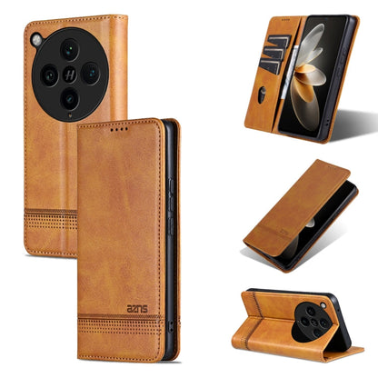 For OPPO Find X8 Pro AZNS Magnetic Calf Texture Flip Leather Phone Case(Light Brown)