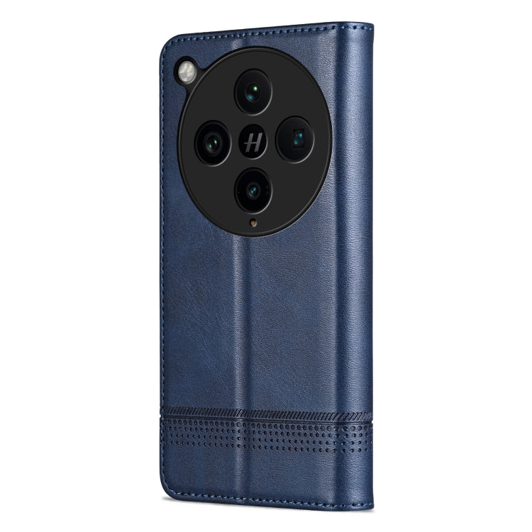 Pour étui de téléphone en cuir à rabat texturé veau magnétique AZNS pour OPPO Find X8 Pro (bleu foncé)