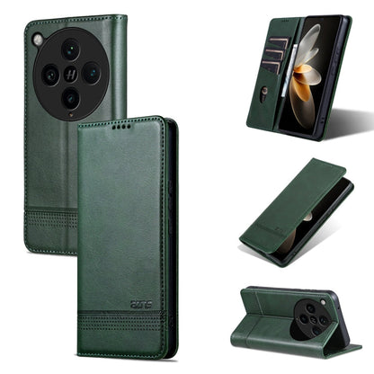 For OPPO Find X8 Pro AZNS Magnetic Calf Texture Flip Leather Phone Case(Dark Green)