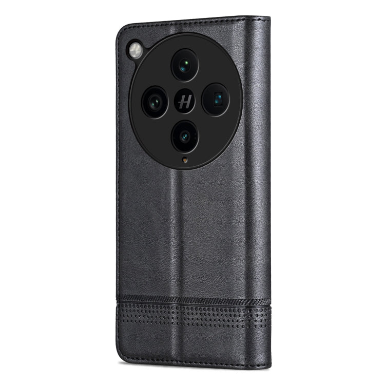 Pour OPPO Find X8 Pro AZNS Étui de téléphone en cuir à rabat magnétique texturé en veau (noir)