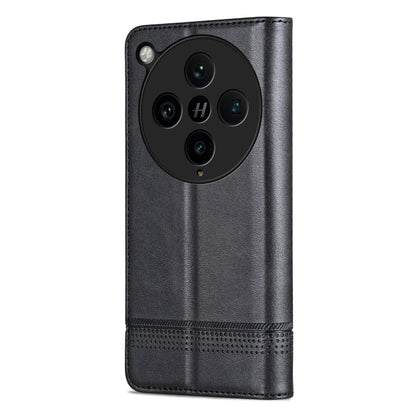 Pour OPPO Find X8 Pro AZNS Étui de téléphone en cuir à rabat magnétique texturé en veau (noir)