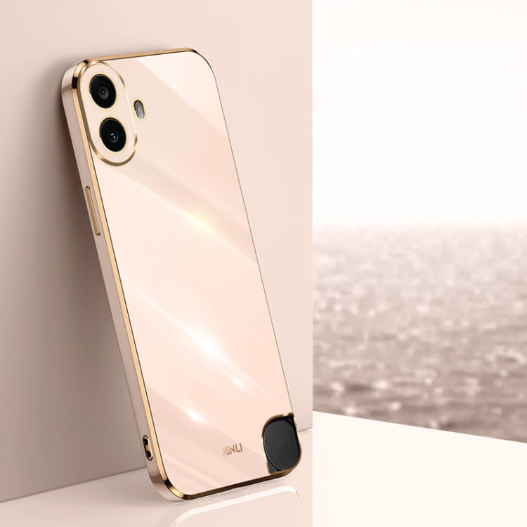 Pour l'étui de téléphone Nothing CMF Phone 1 XINLI Straight Edge 6D Electroplate en TPU (rose)