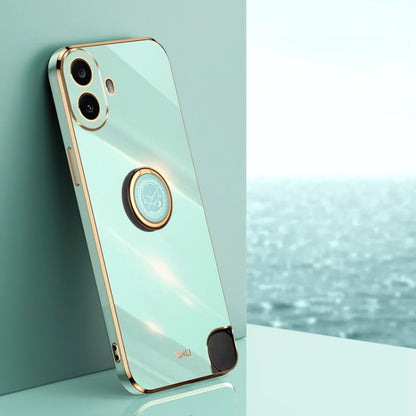 Pour Nothing CMF Phone 1 XINLI Coque de téléphone en TPU électrolytique 6D à bords droits avec support de bague (vert menthe)