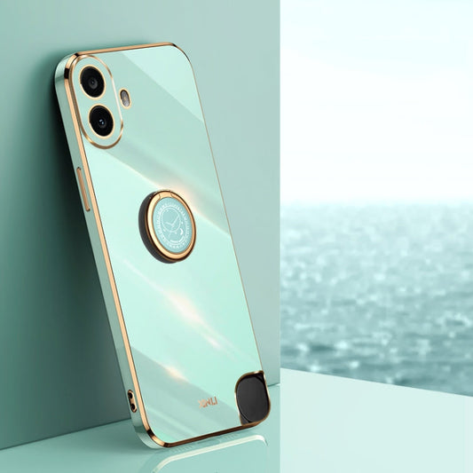 Pour Nothing CMF Phone 1 XINLI Coque de téléphone en TPU électrolytique 6D à bords droits avec support de bague (vert menthe)