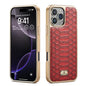 Pour iPhone 16 Pro, étui de téléphone en cuir PU texturé python avec galvanoplastie Fierre Shann (rouge)