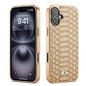 Pour iPhone 16 Plus Fierre Shann Étui de Téléphone en PU à Texture Serpent Python et Placage Électrolytique (Blanc)