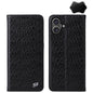 For iPhone 16 Plus Fierre Shann Crocodile Texture Magnetic Genuine Leather Phone Case(Black)