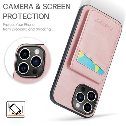 Pour iPhone 16 Pro Max Fierre Shann Crazy Horse Coque arrière en cuir PU avec porte-cartes (rose)