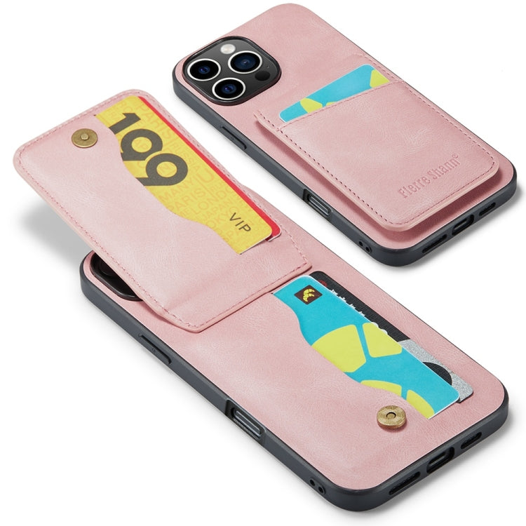 Pour iPhone 16 Pro Fierre Shann Crazy Horse Étui portefeuille arrière en PU (Rose)