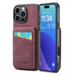 Pour iPhone 16 Pro Fierre Shann Crazy Horse Étui portefeuille arrière en cuir PU (Rouge vin)