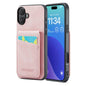Pour iPhone 16 Fierre Shann Crazy Horse Étui à rabat avec porte-cartes en cuir PU (rose)