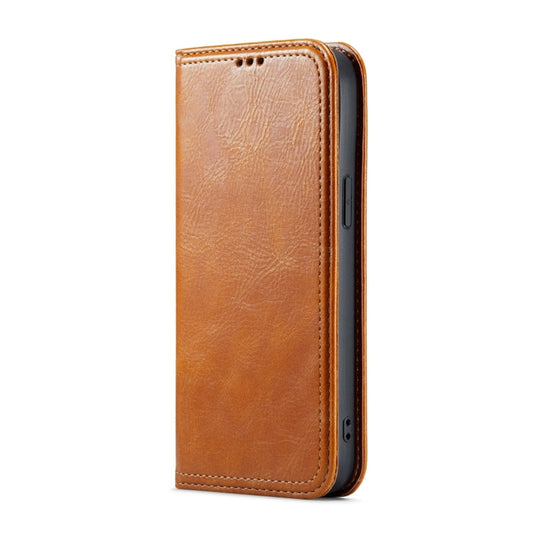 For iPhone 15 Plus Fierre Shann Vintage Bark Texture Wallet Leather Phone Case(Khaki)
