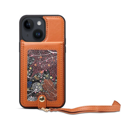 For iPhone 15 ESEBLE Star Series Lanyard Holder Card Slot Phone Case(Brown)