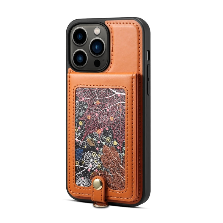For iPhone 15 ESEBLE Star Series Lanyard Holder Card Slot Phone Case(Brown)
