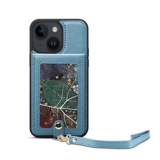 For iPhone 15 ESEBLE Star Series Lanyard Holder Card Slot Phone Case(Blue)
