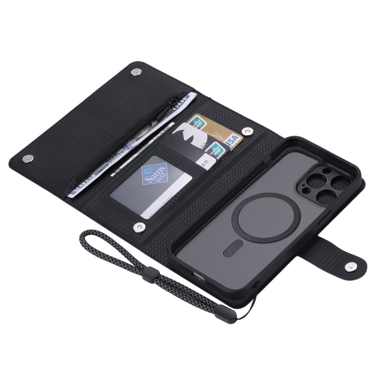 Pour iPhone 13 ViLi GHB Series Coque de Téléphone en Cuir Zippée Magnétique MagSafe (Noir)