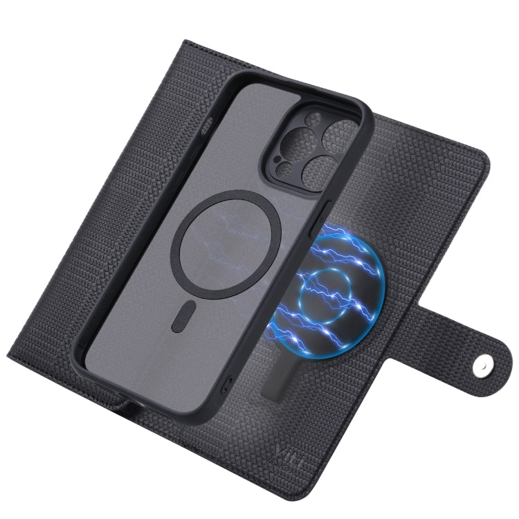 Pour iPhone 13 ViLi GHB Series Coque de Téléphone en Cuir Zippée Magnétique MagSafe (Noir)