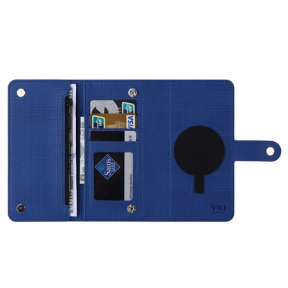 Pour iPhone 13 ViLi GHB Series Coque de Téléphone en Cuir Zippée Magnétique MagSafe (Bleu)