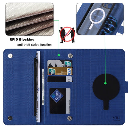 Pour iPhone 13 ViLi GHB Series Coque de Téléphone en Cuir Zippée Magnétique MagSafe (Bleu)