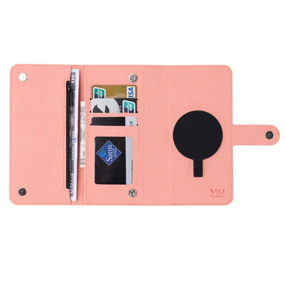 Pour iPhone 13 Pro Étui portefeuille en cuir magnétique MagSafe avec fermeture éclair ViLi GHB Series (rose)