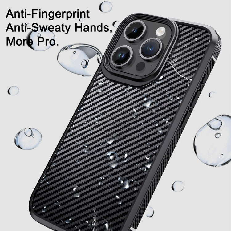 Pour iPhone 15 Pro iPAKY MG Series Étui de protection pour téléphone en fibre de carbone PC + TPU (rouge foncé)