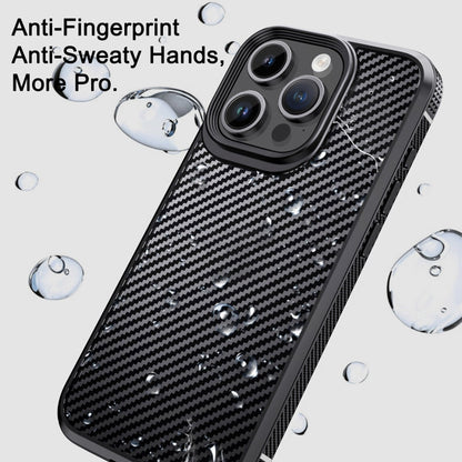 Pour iPhone 15 Pro iPAKY MG Series Étui de protection pour téléphone en fibre de carbone PC + TPU (rouge foncé)