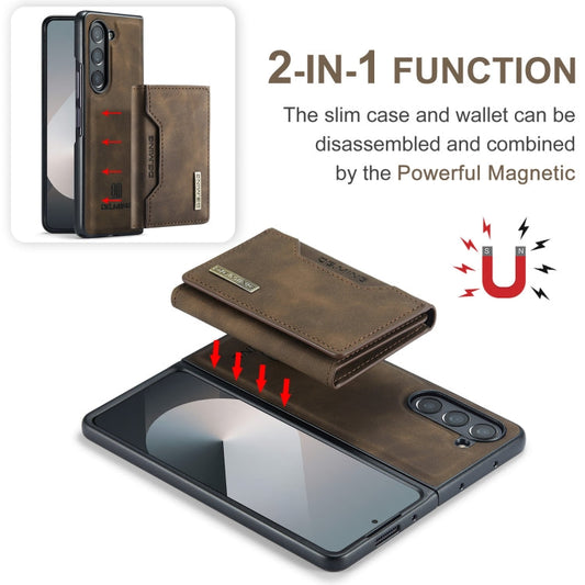 For Samsung Galaxy Z Fold6 DG.MING M2 Series 3-Fold Multi Card Bag + Magnetic Phone Case(Coffee)