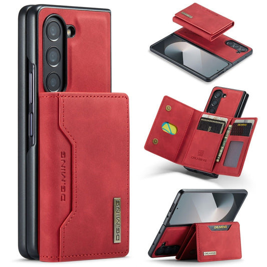 Pour Samsung Galaxy Z Fold6 DG.MING Série M2 Étui multi-cartes 3 volets + coque de téléphone magnétique (rouge)