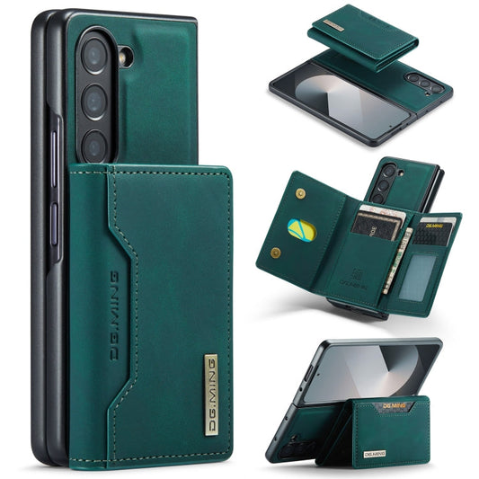 Pour Samsung Galaxy Z Fold6 DG.MING Série M2 Étui de Téléphone Magnétique + Sac Multi-Cartes à Trois Volets (Vert)