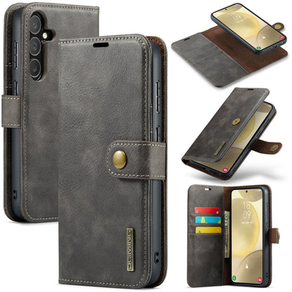 Pour Samsung Galaxy S24+ 5G DG.MING Étui en cuir magnétique détachable texturé Crazy Horse (gris)