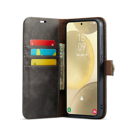 Pour Samsung Galaxy S24+ 5G DG.MING Étui en cuir magnétique détachable texturé Crazy Horse (gris)