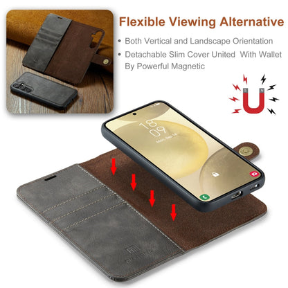 Pour Samsung Galaxy S24+ 5G DG.MING Étui en cuir magnétique détachable texturé Crazy Horse (gris)