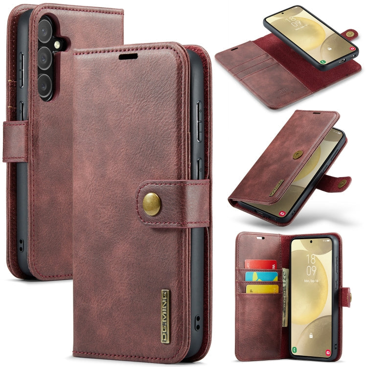 Pour Samsung Galaxy S24 5G DG.MING Crazy Horse Texture Étui en Cuir Magnétique Détachable (Rouge)