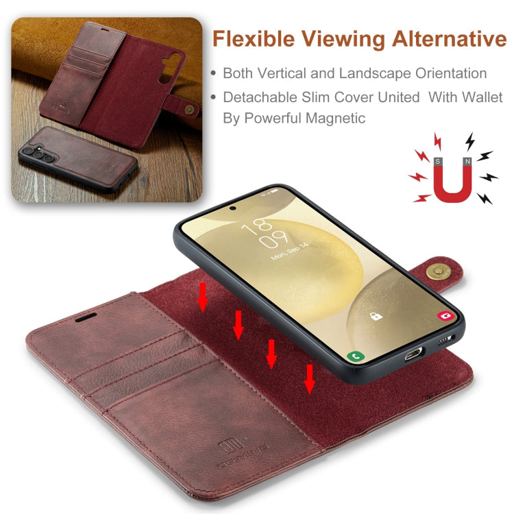 Pour Samsung Galaxy S24 5G DG.MING Crazy Horse Texture Étui en Cuir Magnétique Détachable (Rouge)