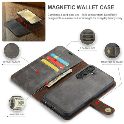 For Samsung Galaxy S24 5G DG.MING Crazy Horse Texture Detachable Magnetic Leather Case(Grey)