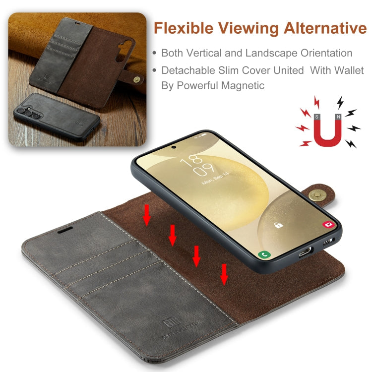 For Samsung Galaxy S24 5G DG.MING Crazy Horse Texture Detachable Magnetic Leather Case(Grey)