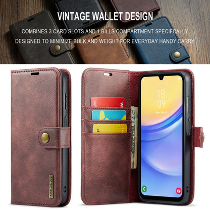 For Samsung Galaxy A15 5G / A15 4G DG.MING Crazy Horse Texture Detachable Magnetic Leather Case(Red)