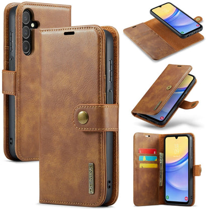 For Samsung Galaxy A15 5G / A15 4G DG.MING Crazy Horse Texture Detachable Magnetic Leather Case(Brown)