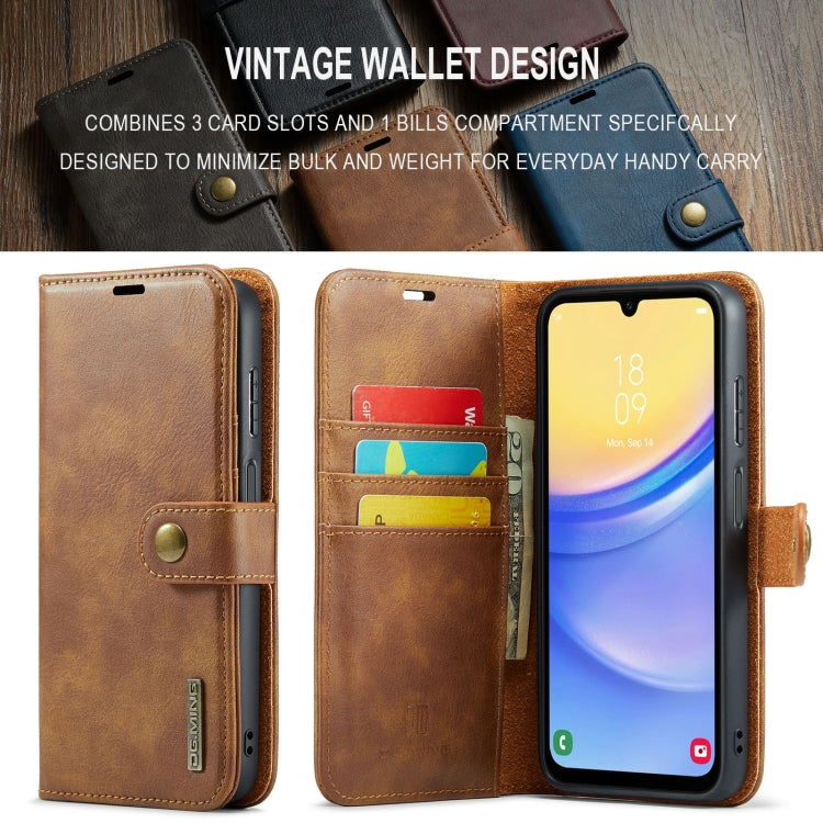For Samsung Galaxy A15 5G / A15 4G DG.MING Crazy Horse Texture Detachable Magnetic Leather Case(Brown)