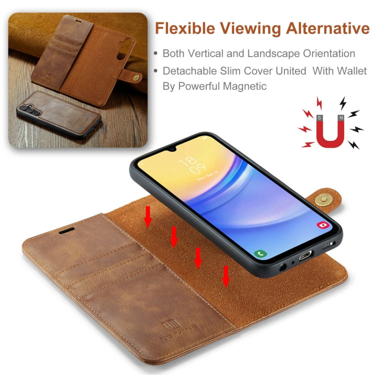 For Samsung Galaxy A15 5G / A15 4G DG.MING Crazy Horse Texture Detachable Magnetic Leather Case(Brown)