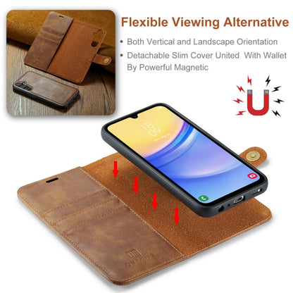 For Samsung Galaxy A15 5G / A15 4G DG.MING Crazy Horse Texture Detachable Magnetic Leather Case(Brown)