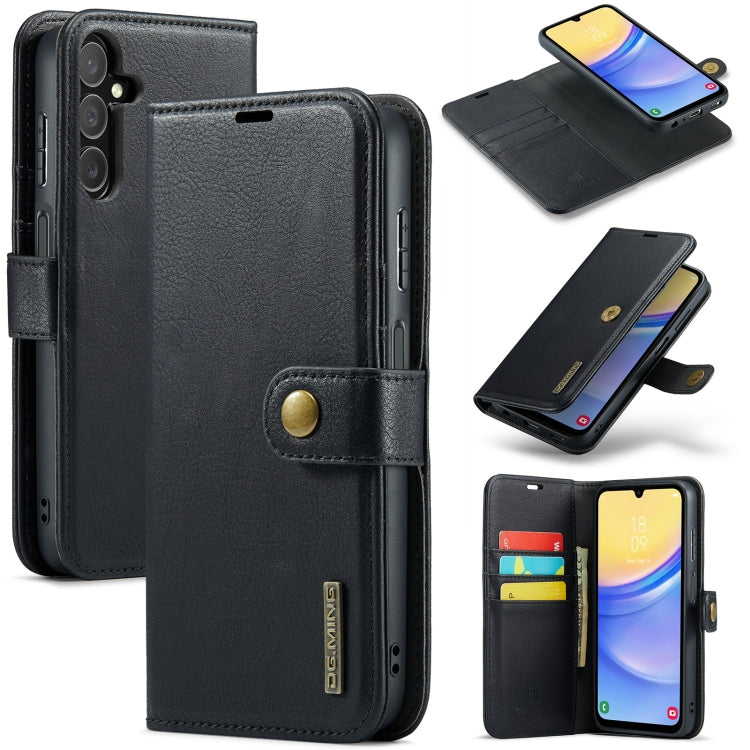 For Samsung Galaxy A15 5G / A15 4G DG.MING Crazy Horse Texture Detachable Magnetic Leather Case(Black)