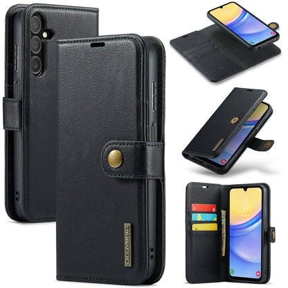 For Samsung Galaxy A15 5G / A15 4G DG.MING Crazy Horse Texture Detachable Magnetic Leather Case(Black)