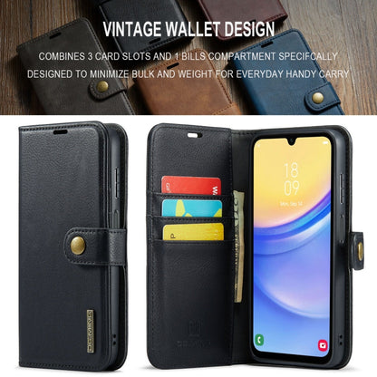 For Samsung Galaxy A15 5G / A15 4G DG.MING Crazy Horse Texture Detachable Magnetic Leather Case(Black)