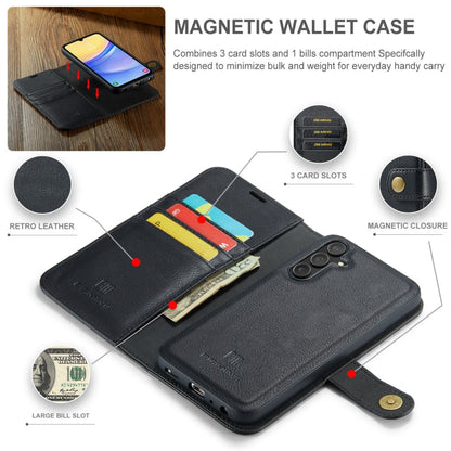 For Samsung Galaxy A15 5G / A15 4G DG.MING Crazy Horse Texture Detachable Magnetic Leather Case(Black)