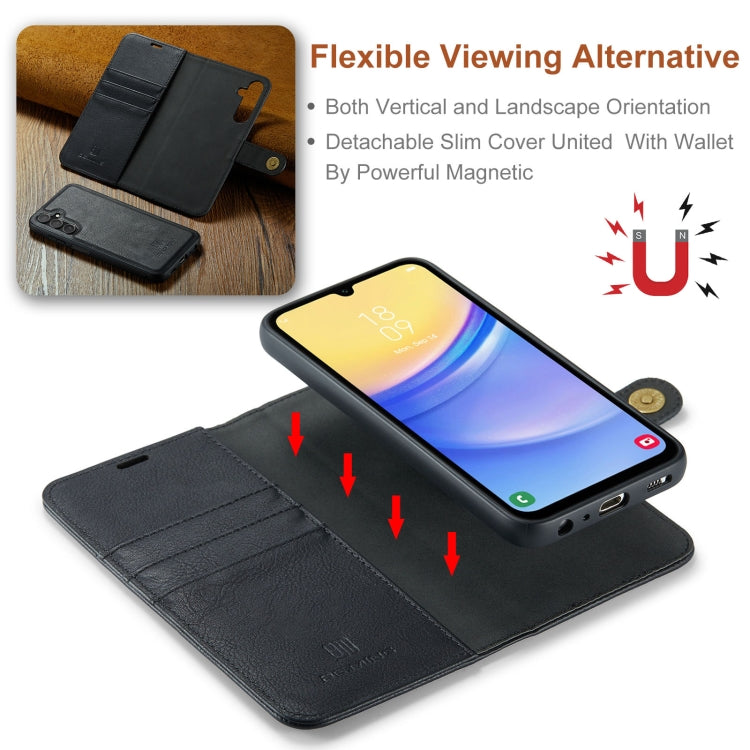 For Samsung Galaxy A15 5G / A15 4G DG.MING Crazy Horse Texture Detachable Magnetic Leather Case(Black)